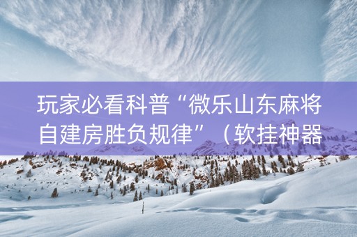 玩家必看科普“微乐山东麻将自建房胜负规律”（软挂神器)