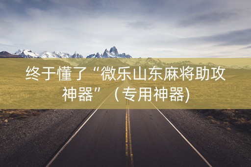 终于懂了“微乐山东麻将助攻神器”（专用神器)