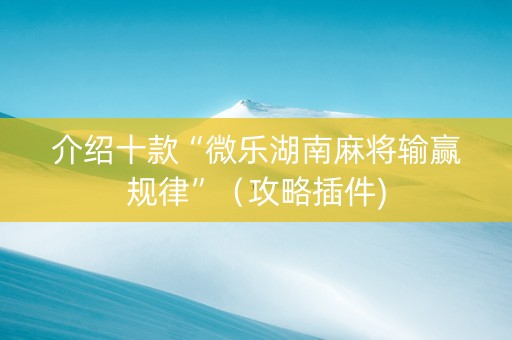 介绍十款“微乐湖南麻将输赢规律”（攻略插件)
