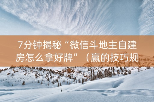 7分钟揭秘“微信斗地主自建房怎么拿好牌”（赢的技巧规律)