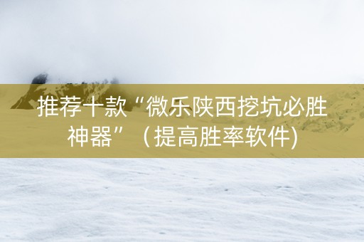 推荐十款“微乐陕西挖坑必胜神器”（提高胜率软件)
