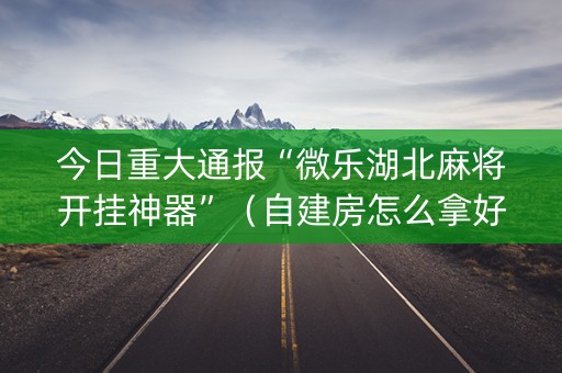 今日重大通报“微乐湖北麻将开挂神器”（自建房怎么拿好牌)