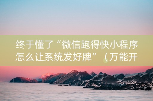 终于懂了“微信跑得快小程序怎么让系统发好牌”（万能开挂器)