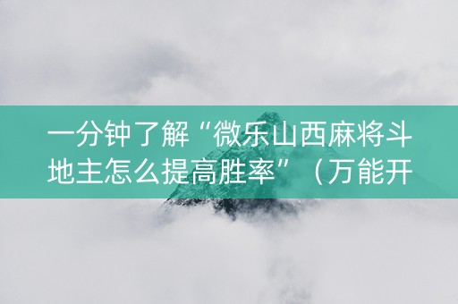 一分钟了解“微乐山西麻将斗地主怎么提高胜率”（万能开挂器)