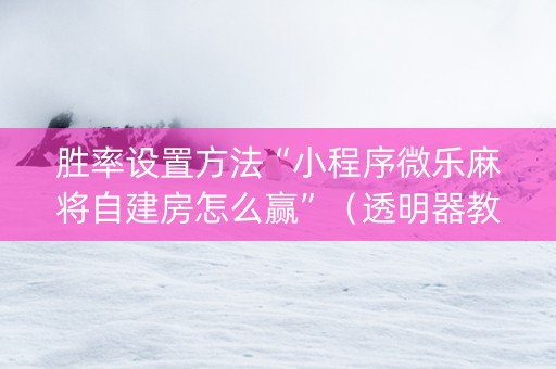 胜率设置方法“小程序微乐麻将自建房怎么赢”（透明器教程)
