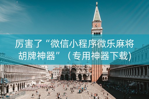 厉害了“微信小程序微乐麻将胡牌神器”（专用神器下载)