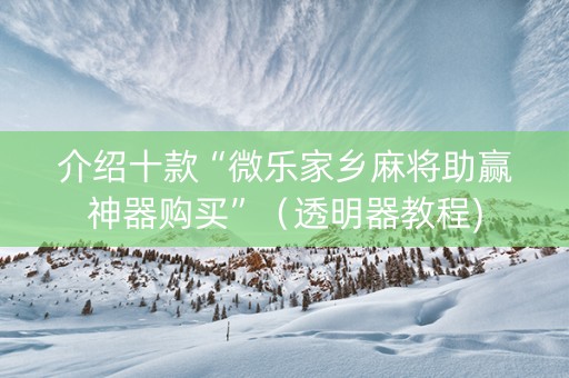介绍十款“微乐家乡麻将助赢神器购买”（透明器教程)