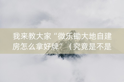我来教大家“微乐锄大地自建房怎么拿好牌”（究竟是不是有挂)