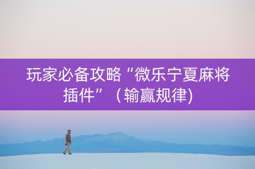 玩家必备攻略“微乐宁夏麻将插件”（输赢规律)
