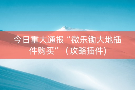 今日重大通报“微乐锄大地插件购买”（攻略插件)