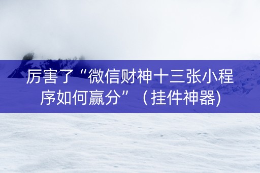 厉害了“微信财神十三张小程序如何赢分”（挂件神器)