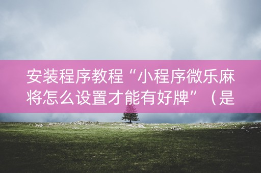 安装程序教程“小程序微乐麻将怎么设置才能有好牌”（是否能开挂)