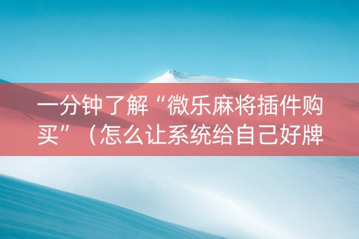 一分钟了解“微乐麻将插件购买”（怎么让系统给自己好牌)
