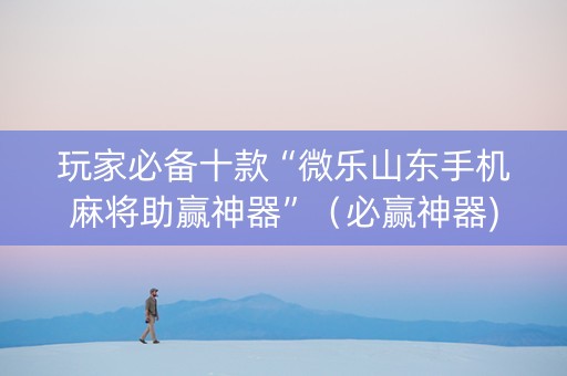 玩家必备十款“微乐山东手机麻将助赢神器”（必赢神器)