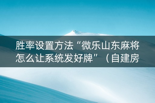 胜率设置方法“微乐山东麻将怎么让系统发好牌”（自建房胜负规律)