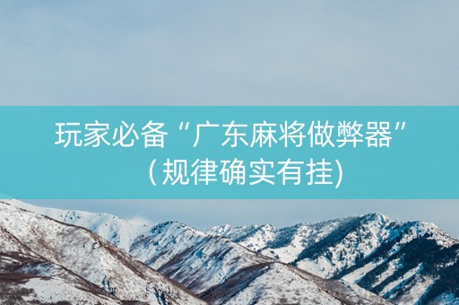 玩家必备“广东麻将做弊器”（规律确实有挂)