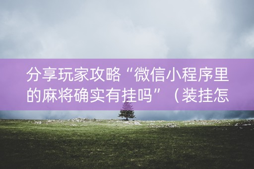 分享玩家攻略“微信小程序里的麻将确实有挂吗”（装挂怎么安装)