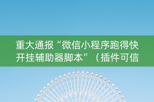 重大通报“微信小程序跑得快开挂辅助器脚本”（插件可信吗)