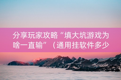 分享玩家攻略“填大坑游戏为啥一直输”（通用挂软件多少钱)