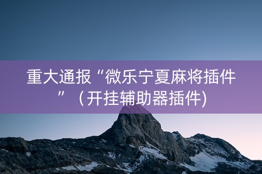 重大通报“微乐宁夏麻将插件”（开挂辅助器插件)