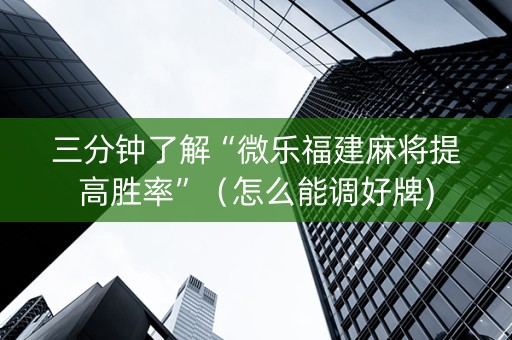 三分钟了解“微乐福建麻将提高胜率”（怎么能调好牌)