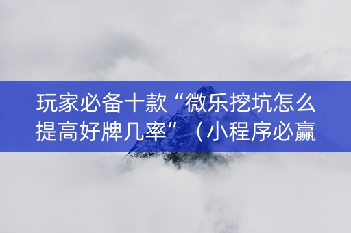 玩家必备十款“微乐挖坑怎么提高好牌几率”（小程序必赢神器)