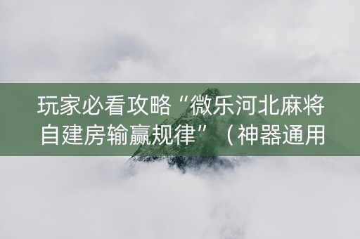 玩家必看攻略“微乐河北麻将自建房输赢规律”（神器通用版)