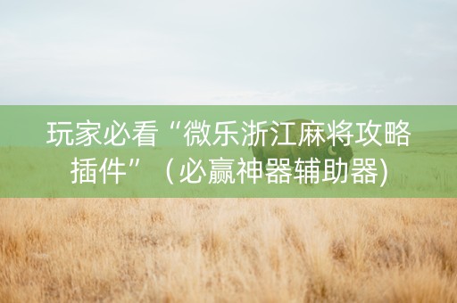 玩家必看“微乐浙江麻将攻略插件”（必赢神器辅助器)