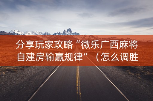 分享玩家攻略“微乐广西麻将自建房输赢规律”（怎么调胜率)