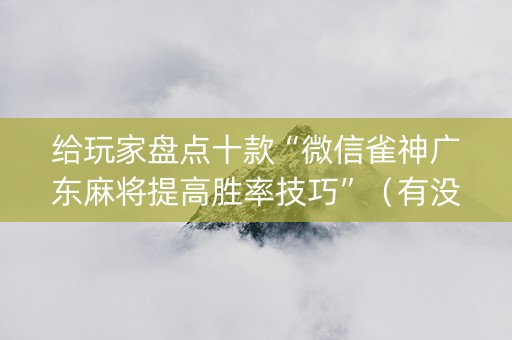 给玩家盘点十款“微信雀神广东麻将提高胜率技巧”（有没有猫腻)