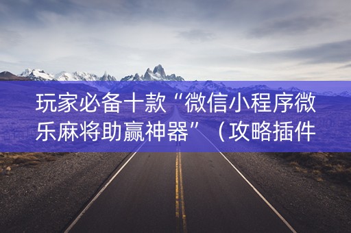 玩家必备十款“微信小程序微乐麻将助赢神器”（攻略插件)