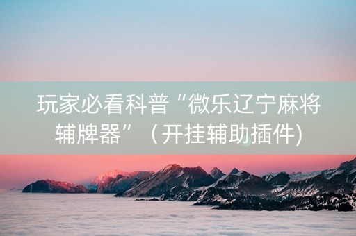 玩家必看科普“微乐辽宁麻将辅牌器”（开挂辅助插件)