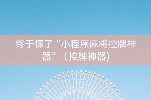 终于懂了“小程序麻将控牌神器”（控牌神器)