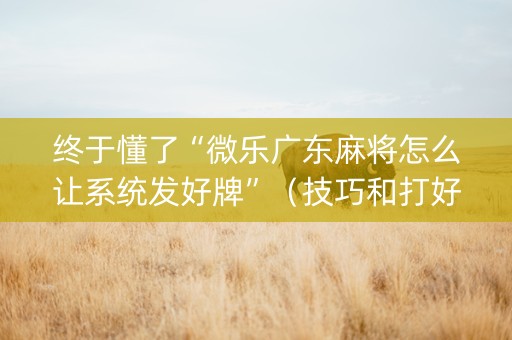 终于懂了“微乐广东麻将怎么让系统发好牌”（技巧和打好牌方法)