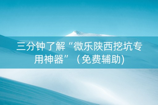 三分钟了解“微乐陕西挖坑专用神器”（免费辅助)