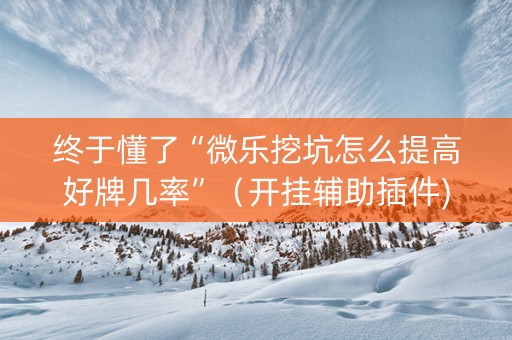 终于懂了“微乐挖坑怎么提高好牌几率”（开挂辅助插件)