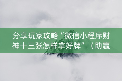 分享玩家攻略“微信小程序财神十三张怎样拿好牌”（助赢神器购买)