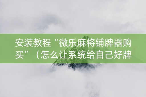 安装教程“微乐麻将铺牌器购买”（怎么让系统给自己好牌)