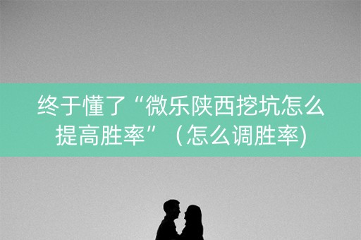 终于懂了“微乐陕西挖坑怎么提高胜率”（怎么调胜率)
