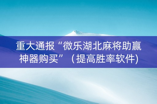 重大通报“微乐湖北麻将助赢神器购买”（提高胜率软件)