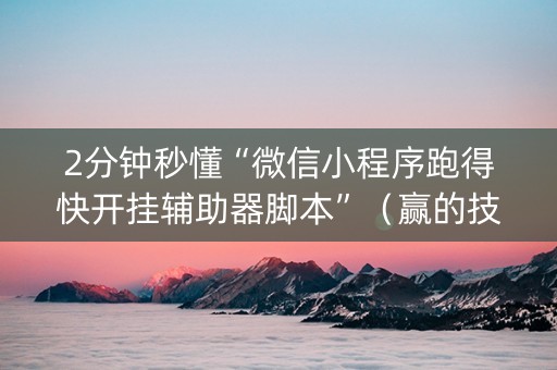2分钟秒懂“微信小程序跑得快开挂辅助器脚本”（赢的技巧规律)