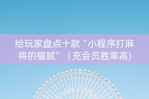 给玩家盘点十款“小程序打麻将的猫腻”（充会员胜率高)