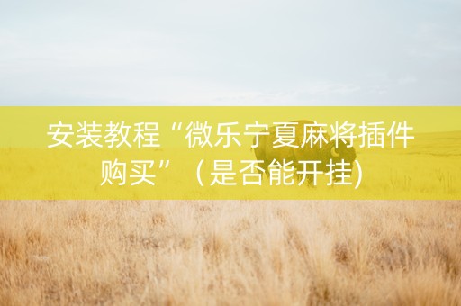 安装教程“微乐宁夏麻将插件购买”（是否能开挂)