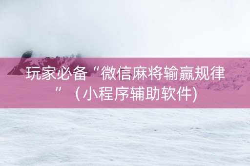 玩家必备“微信麻将输赢规律”（小程序辅助软件)