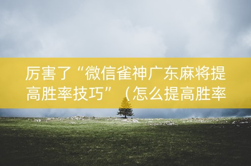 厉害了“微信雀神广东麻将提高胜率技巧”（怎么提高胜率)
