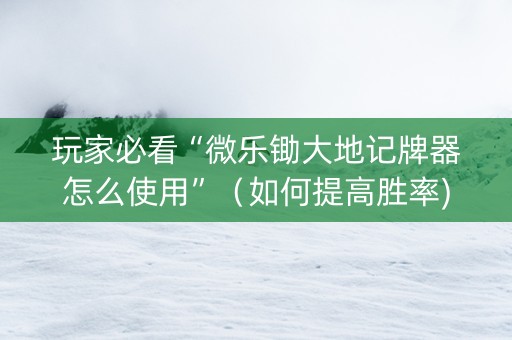 玩家必看“微乐锄大地记牌器怎么使用”（如何提高胜率)