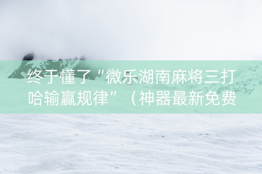 终于懂了“微乐湖南麻将三打哈输赢规律”（神器最新免费)