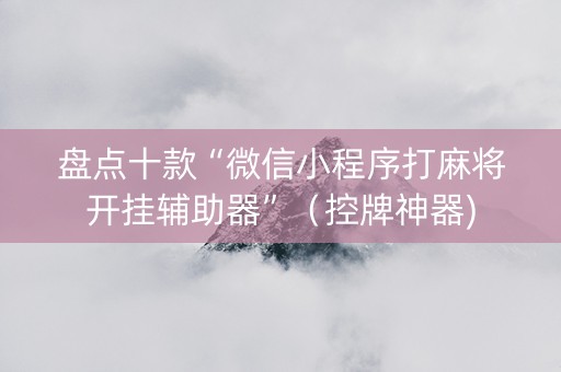 盘点十款“微信小程序打麻将开挂辅助器”（控牌神器)
