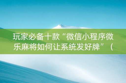 玩家必备十款“微信小程序微乐麻将如何让系统发好牌”（辅助器通用版)