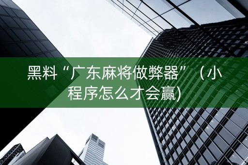 黑料“广东麻将做弊器”（小程序怎么才会赢)
